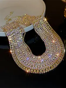 Rhinestone Decorated Necklace for Women for Party, Daily Clothing Decor, Trendy All-match, Elegant Rhinestone Necklace & Exquisite Jewelry for Birthday Gift, Statement Necklace