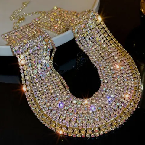 Rhinestone Decorated Necklace for Women for Party, Daily Clothing Decor, Trendy All-match, Elegant Rhinestone Necklace & Exquisite Jewelry for Birthday Gift, Statement Necklace, Trendy Fashionable Accessories, Fashionable Chain Decorated