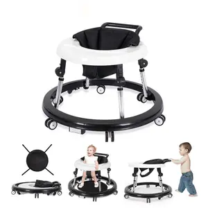 Baby Walker Foldable with 9 Adjustable Heights, Baby Walkers and Activity Center for Boys Girls Babies 7-18 Months, Baby Walker with Wheels Portable,Summervibes