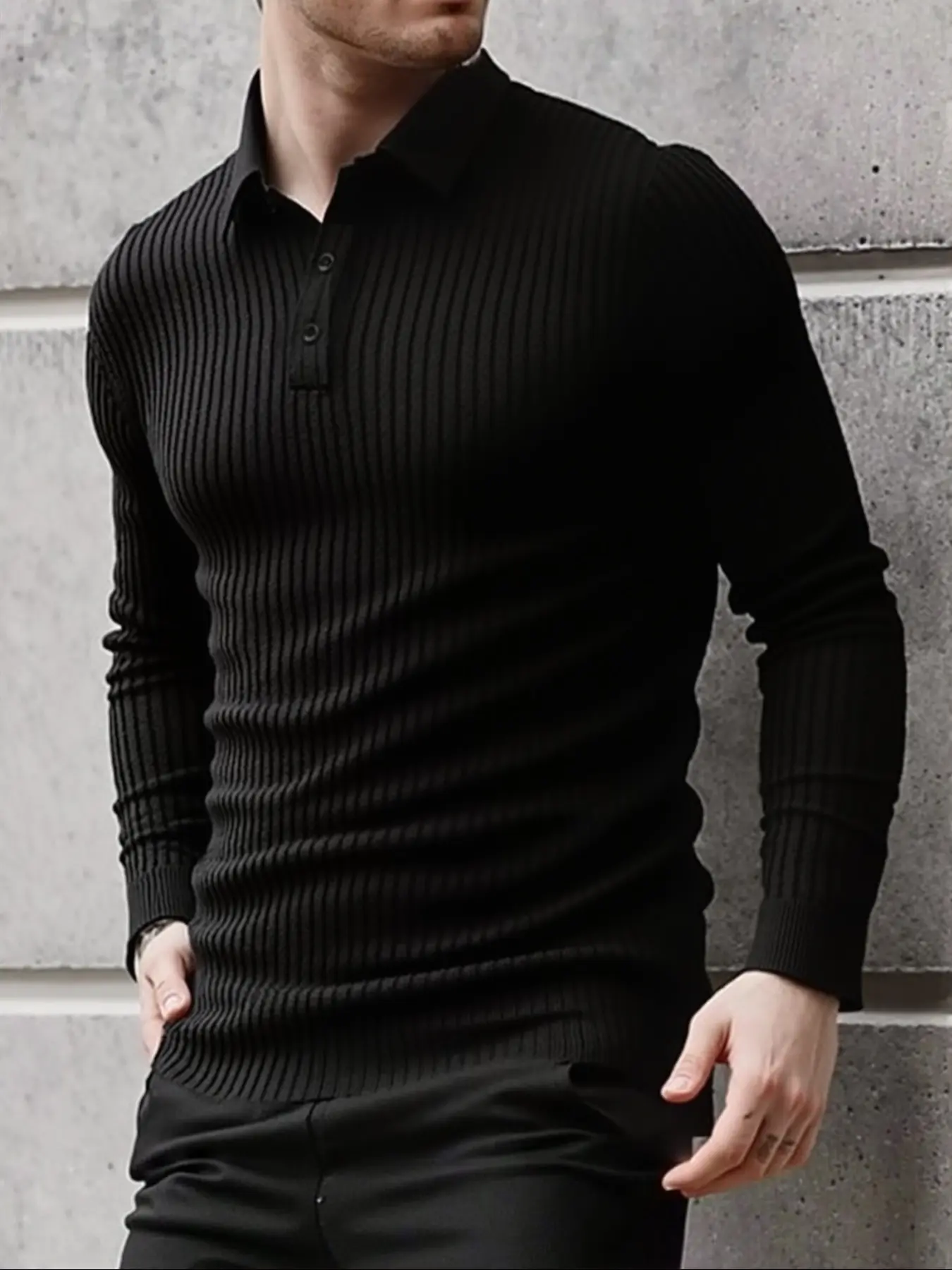 Men's Knit Polo Sweater, Slim Fit Warm Casual Top, Business Leisure Daily Commute, Fall & Winter Fashion, Plain Pattern