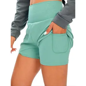 Women's 2-in-1 high waisted sports shorts, casual and comfortable high stretch yoga underwear, suitable for gym exercise and running, summer clothing for women, women's summer sportswearRAIMENTRY