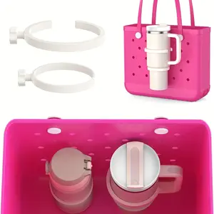 Fits Bogg Bag Cup Holder, 2-Pack Cup Holder and Silicone Holder Fits 16-40 oz Stanley, Insert Drink Holder Compatible with Bogg Bag and Simply Southern Beach Totes