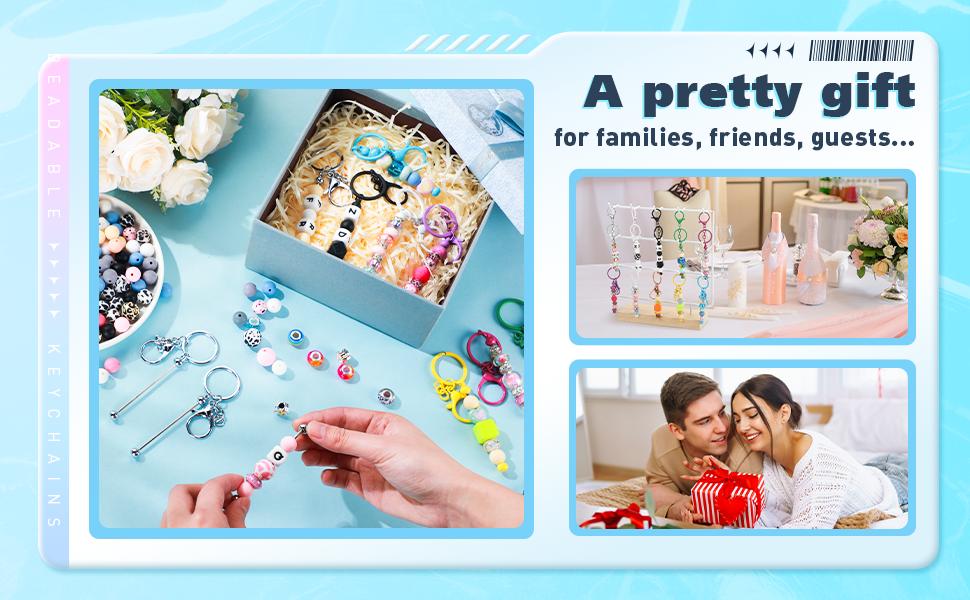 10 PCS Beadable Keychain Bars Bulk with Tassels for Keychain Making Kit Gifts for Women Men DIY Crafts