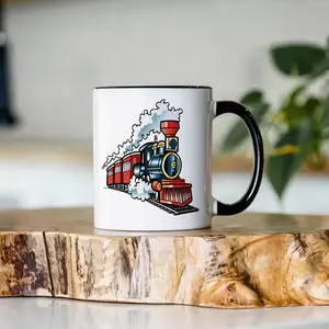 Vintage Steam Train Coffee Mug |   11oz Train Lover Gift |   Pottery Mug |   Cute Mug |   Sassy Mug |   Aesthetic Mug |   Porcelain Mug |   kids mug
