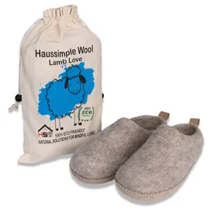 Unisex Natural Wool Cozy Indoor Slippers Gray