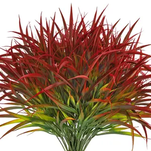 16 Bundles Artificial Plants Outdoor Fake Grass Greenery Branches UV Resistant Plastic Shrubs for Spring Summer Garden Path Window Box Farmhouse Porch Home Decor