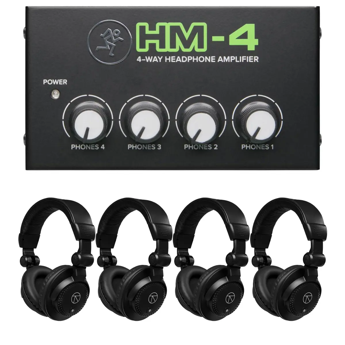 Mackie HM-4 4-Way Headphone Amplifier, Bundle with 4x TAPH100 Headphones