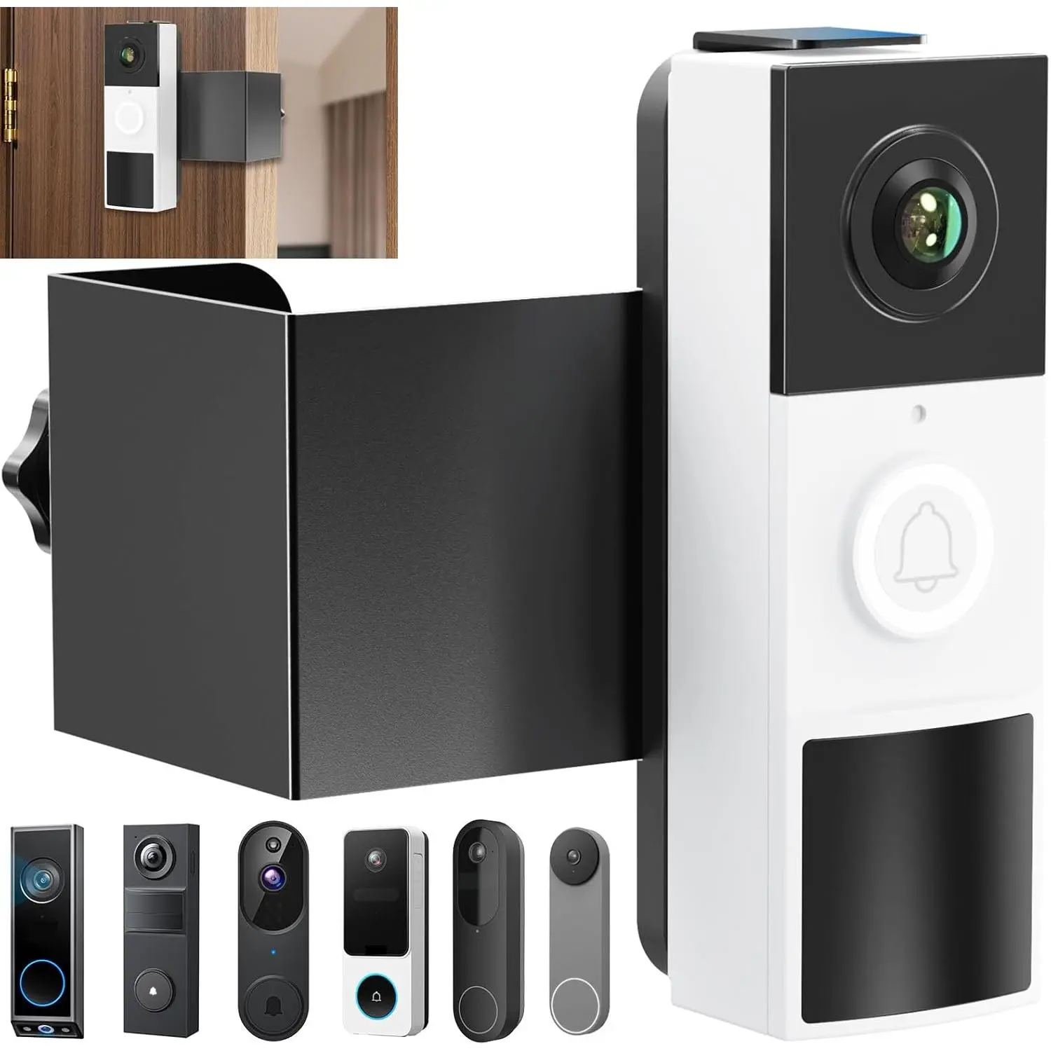 Anti- Doorbell Mount No Drill Compatible with Tapo/Orbitell/Eufy/Aosu Video Doorbell, Universal Doorbell Camera Mount, Adjustable Mounting Bracket Holder Accessories for Apartment Rentals Mount