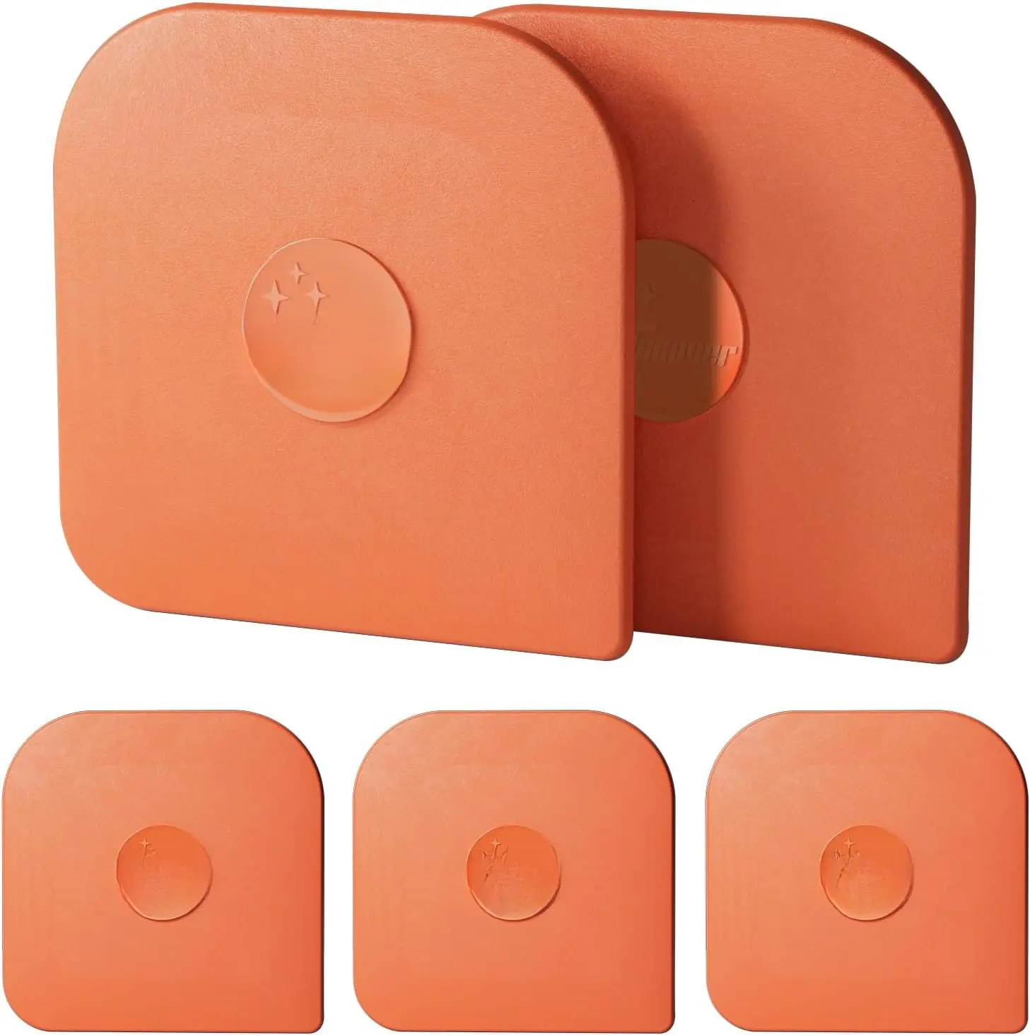 Pan Scraper, 5 count Pot Scraper Plastic, Pot Scraper Non Scratch for Cast Iron, Pot and Pan Cleaning, Sturdy Scraper Kitchen Tool-Orange