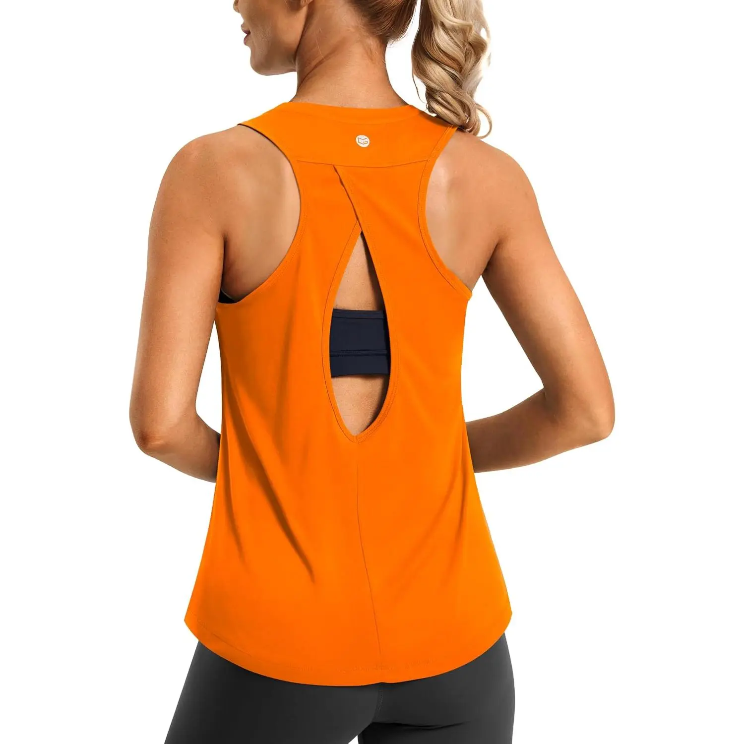 Women's Workout Tops Open Back Athletic Yoga Tank Tops Loose Fit Sleeveless Running Gym Shirts for Women
