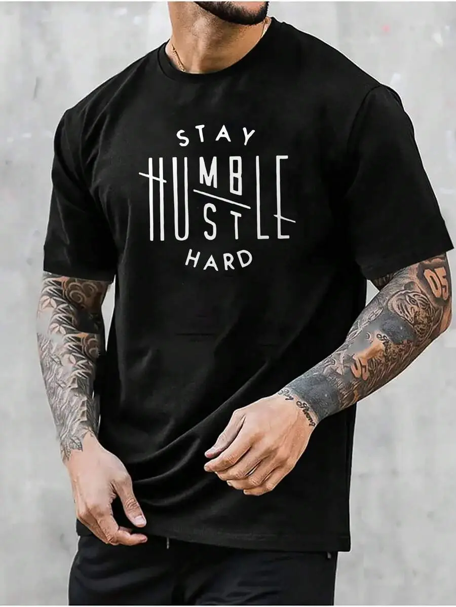 Men's T-Shirt, Classic Graphic T-Shirt, Soft And Comfortable T-Shirts For Men, Script Logo, 180g, 100% Cotton