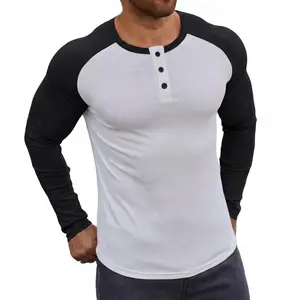 STREVATE Men's Muscle Slim Longline Henley Shirt,Gym Workout & Daily Streetwear Long Sleeve Tee,Button Crewneck for Athletic Fashion,Fall & Winter Outfits 2026