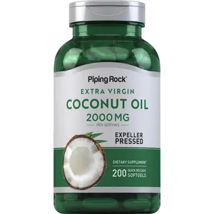 Piping Rock Coconut Oil For Skin and Hair | 2000mg Softgel Capsules | 200 Count | Expeller Pressed | Extra Virgin | Non-GMO, Gluten Free Supplement