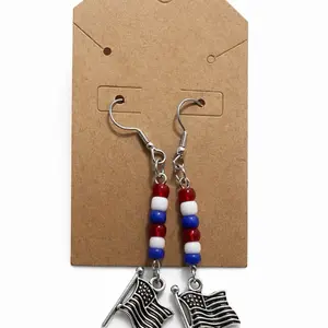 Independence Day Patriotic Beaded Earrings with American Flag Charms for Festive Celebrations