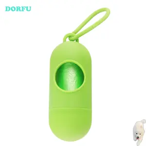 DORFU Dog Poop Bags Dispenser,Mini Trash Sack Case Carrier,Portable Garbage Storage Box,Plastic Pet Waste Bag Holder for Walking(light green)