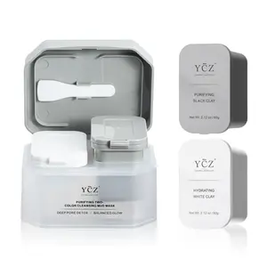 YCZ Purifying Two-Color Cleansing Mud Mask - Dual Clay Face Mask for Deep Pore Detox Oil Control & Hydrating Glow