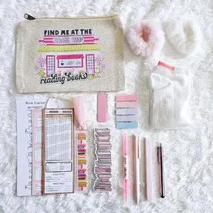 Pink Office Stationery Bundle - Bookmark, Adhesive Tabs, Sticker Sheets & Reading Accessories (Everything But the Book)