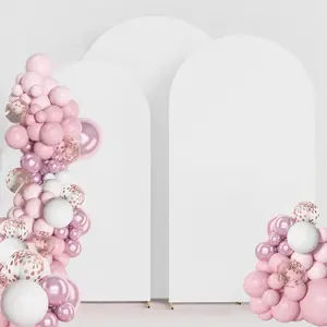 Wedding Arch Cover (7.2FT, 6.6FT, 6FT) Set of 3 Arch Backdrop Spandex Cover for Birthday Baby Shower Banquet Decoration (White, 7.2FT,6.6FT,6FT)