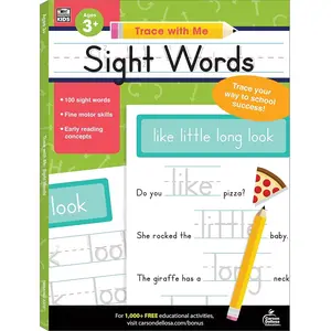 Carson Dellosa Trace With Me: Sight Words Handwriting Workbook for Kids Ages 3+, Sight Words Handwriting Practice for Preschool, Kindergarten, 1st Grade, 2nd Grade, PreK+ Phonics & Writing Practice Paperback – April 9, 2018