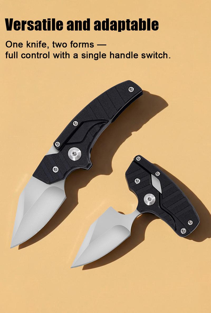 Portable EDC multifunctional tactical outdoor folding knife with two modes and a D2 blade; includes a leather sheath for everyday carry; an outdoor cutting tool designed specifically for climbing and fishing; a must-have for camping and hiking trips.