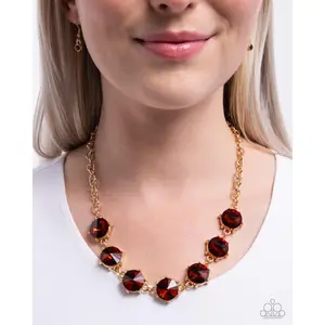 Paparazzi Drowning in Dazzle - Brown Necklace