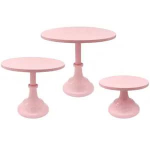3 Pack Pink Cake Stand Set, Tall Cupcake Stand Metal Diameter 8" 10" 12" for Wedding, Graduation Party, Birthday, Baby Shower, Anniversary