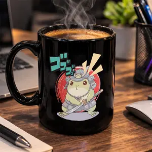 Samurai Frog Coffee Mug, Viral Anime Meme Cup, Japanese Retro Aesthetic, Cute Katana Toad Ceramic Mug, Gift for Anime Fans