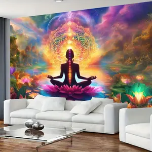 1pc Meditation Pattern Tapestry, Polyester Tapestry, Wall Hanging For Living Room Bedroom Office, Home Decor Room Decor Party Decor, With Free Installation Package