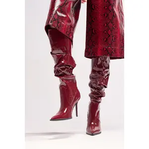 AZALEA WANG MITICA BURGUNDY PATENT SLOUCH BOOT