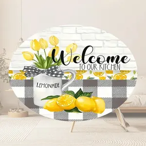 1pc Charming Lemon Welcome Sign Wooden Round Wall Hanging, Suitable For Entryway, Housewarming Gift, Lemon Home Decor Wall Hanging,Home Decor ,Room Decor,Wall Decor Gifts Birthday Graduation Decoration Print