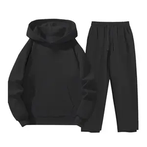 Men's Solid Color Tracksuit Stylish Hoodie & Warm Wide-Leg Pants Set for Comfortable Everyday Wear