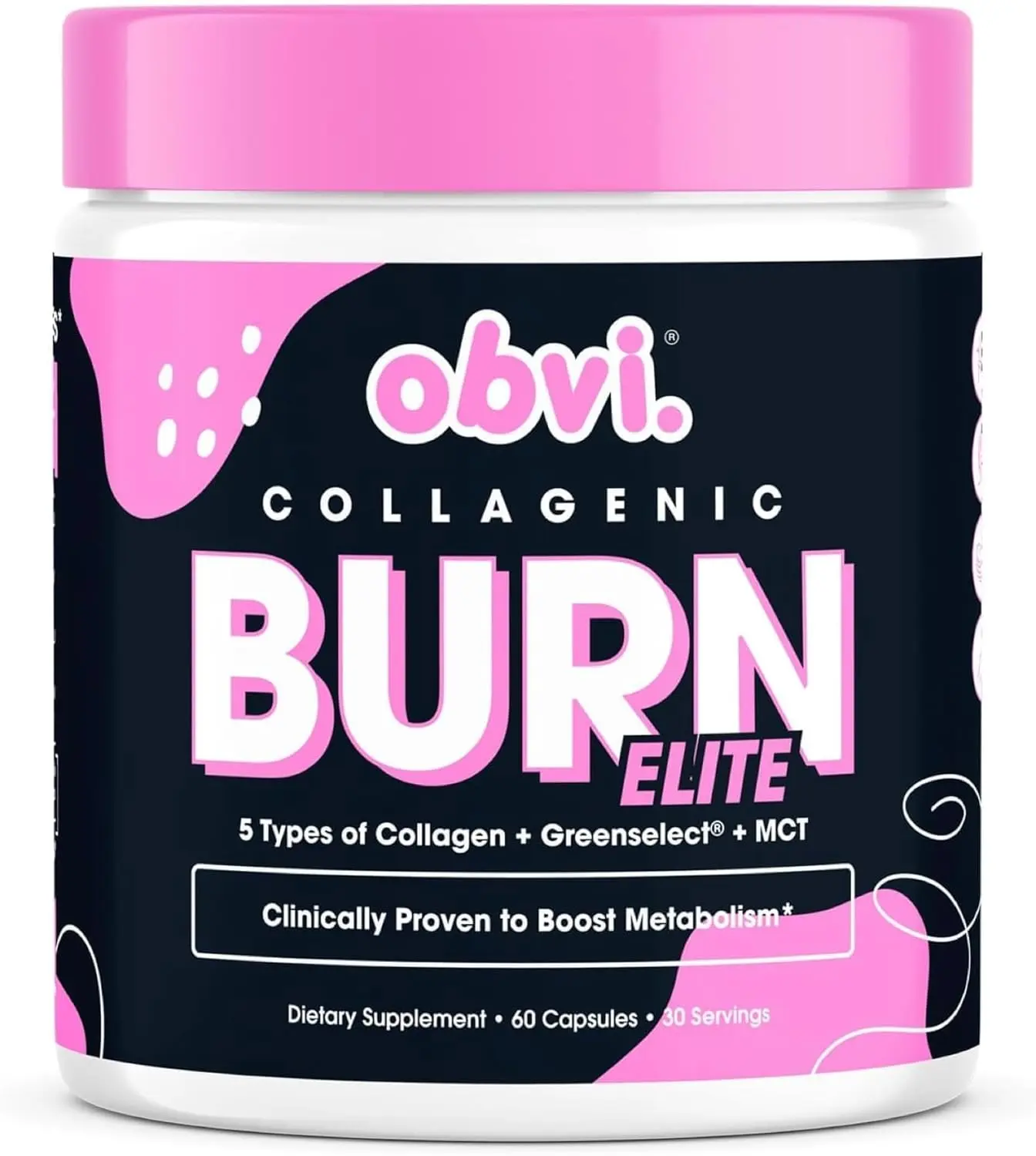 Obvi Burn Elite - Collagen Supplement for Women - Fitness Support - Metabolism Support Supplement - Healthy Mobility - Natural Thermogenic Formula - Gluten-Free - 60 Count (30 Servings)