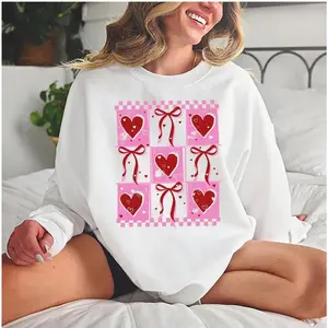 Valentine's day Heart Coquette bow shirt, Retro Valentine Shirt, Checker Valentine's Day shirt, Valentine Love gift, Happy VDay
