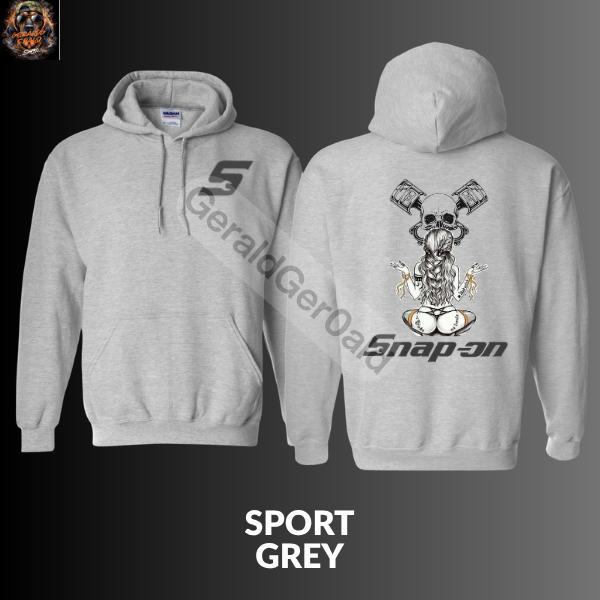 [Collection] Hoodie - T-shirt with skull design, Mechanic print hoodie, Sweatshirt with car piston design, Unisex pullover for car enthusiasts.