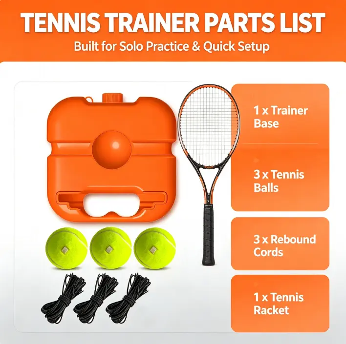 Professional Tennis Solo Rebounder Trainer - Portable Size, High Elasticity, Fits Rackets, Includes 3 Pressurized String Balls for Solo Training (Beginners & Advanced Players)