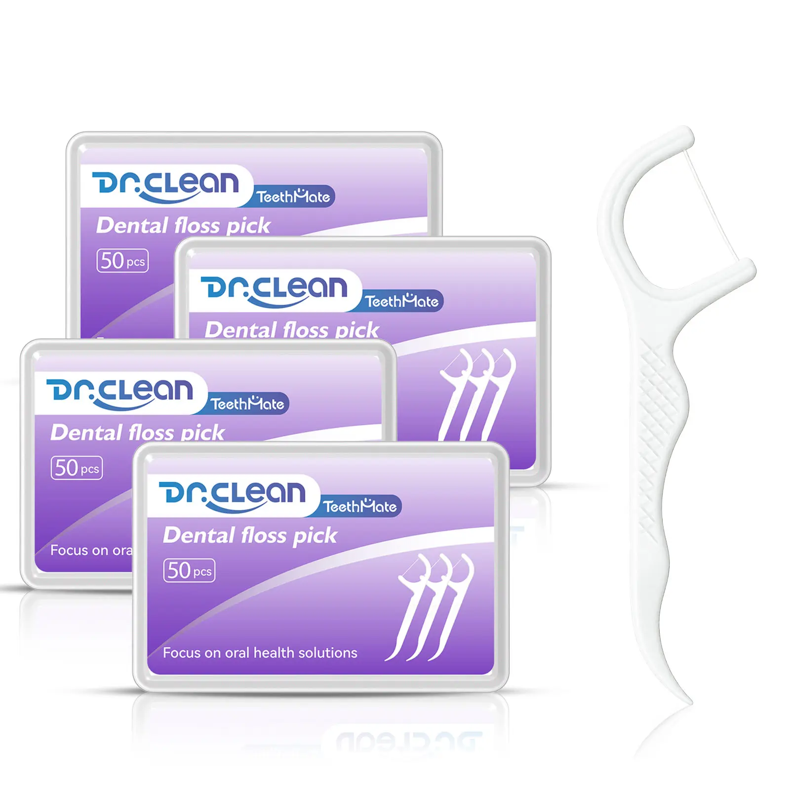 DR.CLEAN. Floss Picks, Deep Cleaning, Removes Plaque, 200-Pack | Won't Break or Shred, Triple Cleaning, Removes Bacteria and Food, Daily Care, Fresh Breath interdental Oral Plastic Smooth Dental Floss Cleanser