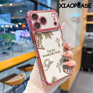 Western cowboy hats and cowboy boots pattern four-corner drop-proof soft TPU phone case iPhone 17 Pro Max Air 16 15 14 13 12 11 Plus Fashionable camera protection shockproof and drop-resistant durable phone case