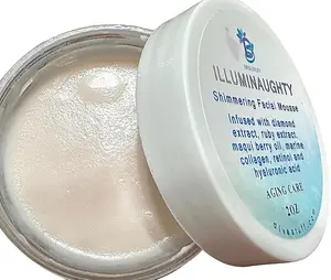 Illuminaughty Shimmering Facial Mousse With Diamond and Ruby Extracts, A Luxury Facial That is Light and Fluffy and Leaves a Slight Shimmer Behind, 2 ounce jar Hyaluronic Acid Hydrating Moisturizing Moisture Evening Nourishing