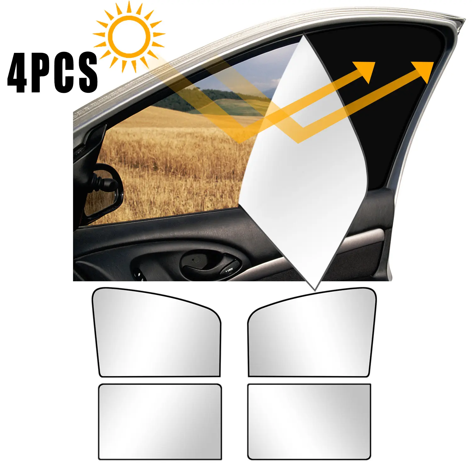 4Pcs Magnetic Car Window Sun Shade 10 Strong Magnets UV Protection Privacy Curtain for Baby Kids Foldable Sunshade Cover for Side Rear Front Windows Anti-Mosquito Heat Insulation Sun Blocker for Sedan SUV Truck Van