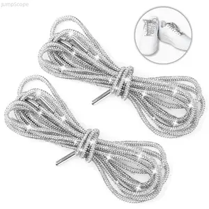 2PCS 47Inch Glitter Rhinestone Shoelaces, Shiny Replacement Drawstring Cords, No-Tie Multi-Purpose DIY Decor Strings for Shoes Hoodies Bags