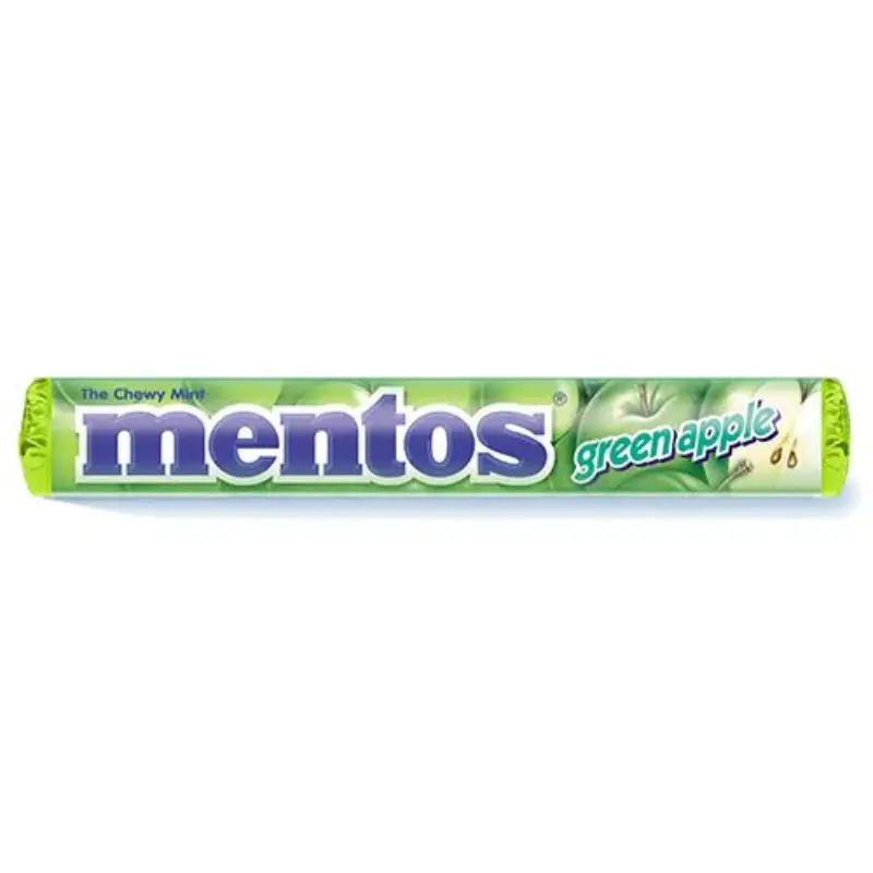 8x Mentos Green Apple Chewy Mints Candy - Crisp Apple Flavor Snack Treats for Fresh Breath 1.32oz