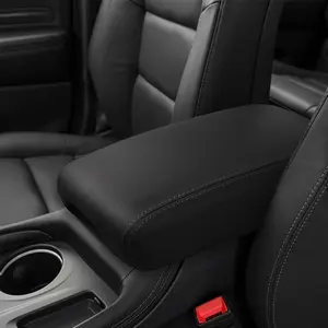 Armrest Cover Compatible with  Durango 2011-2021 Accessories Center Console Cover for Durango 2021 2020 Accessories Leather Armrest Pad Protector (Black with Black Stitches)