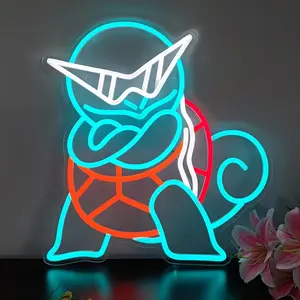 Squirtle Neon Light Sign, Wartortle, Home Decor, Neon Sign, Home Accents, Game Room, Bedroom Decor, Room Decor, Decorations, Gamer, Gaming