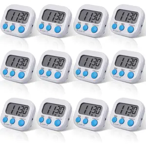 12 Pcs Digital Kitchen Magnetic Timer, Count up Countdown Timer with Large Digits, Loud Alarm, for Classroom, Teacher, Kids, Cooking, Office