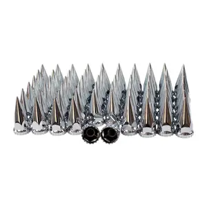 Lug Nut Covers 33mm Spike Nut Covers ABS Chrome Plastic Anti-Rust Thread-on Pointed Nut Cover Caps for Semi Truck 60pcs