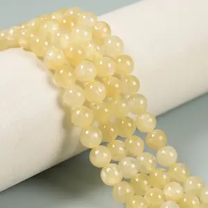 Natural Yellow Selenite Smooth Round Beads Size 6mm 8mm 15.5" Strand