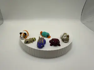 Fun Micro Mini Creatures 6 Pack SET #2 - Bunny, Dragon, Gecko, Platypus, Toad, and Guinea Pig 3D Prints Decor Gift