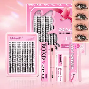 140 Pieces High-Quality Eyelash Set, High Quality Eyelashes, Natural Lash Extension Kit with Glue and Sealer, D Curl, Mixed Length 8-16mm, Home DIY Large Capacity