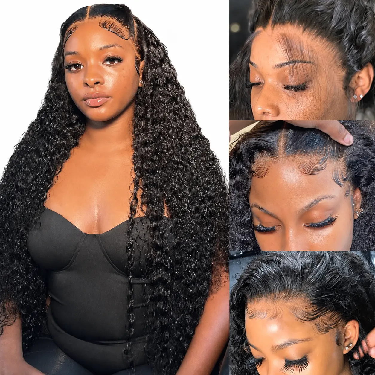 STLDORY Women's 13X4 HD Deep Wave Human Hair Lace Front Wig - 30 in, 180 Density, Premium Curly Lace Front Wig