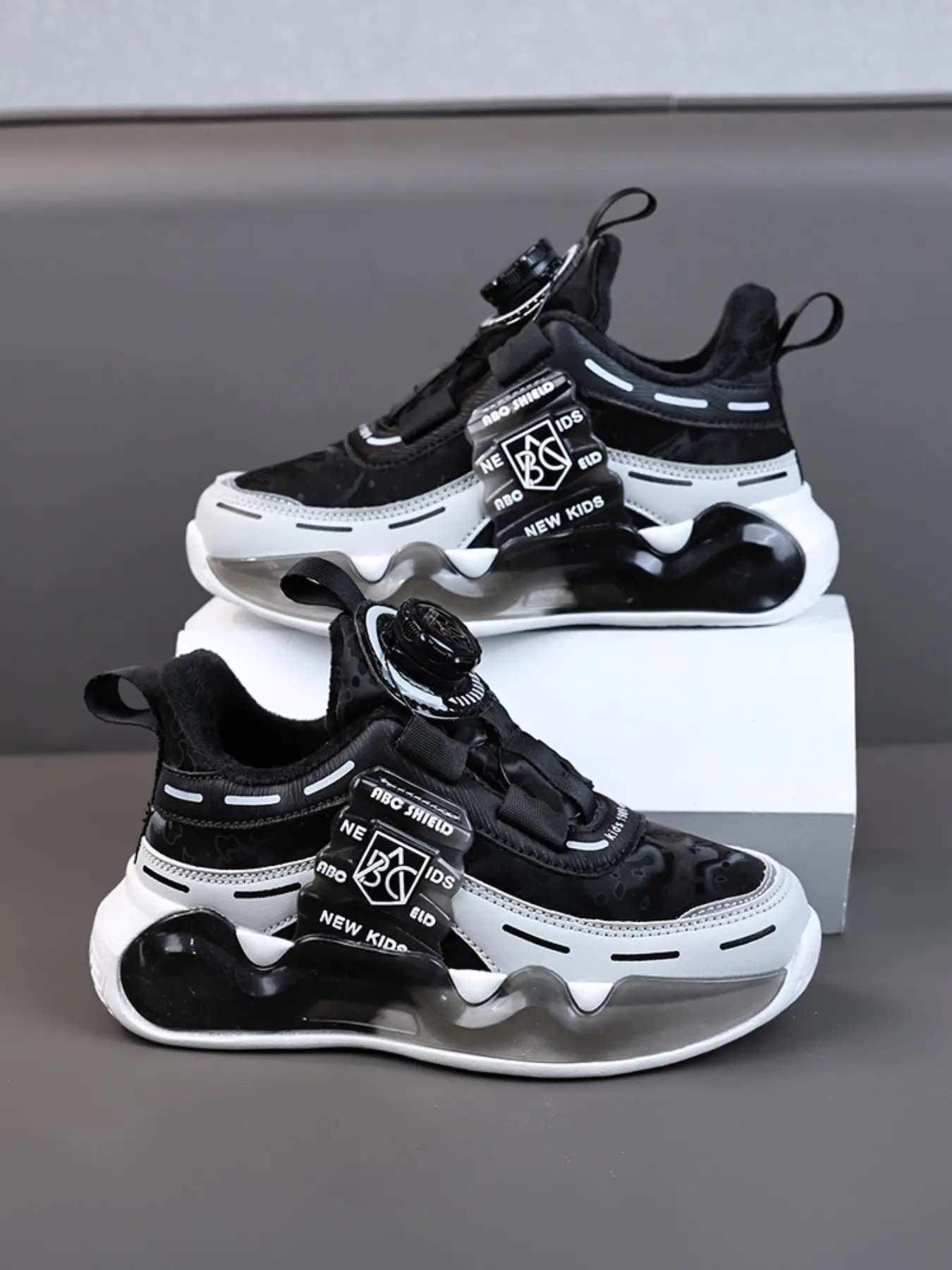 Spring Fall Casual Sports Shoes, Adjustable Rotating Buckle, Classic Colorblock, School Student Sneakers, Eva Sole